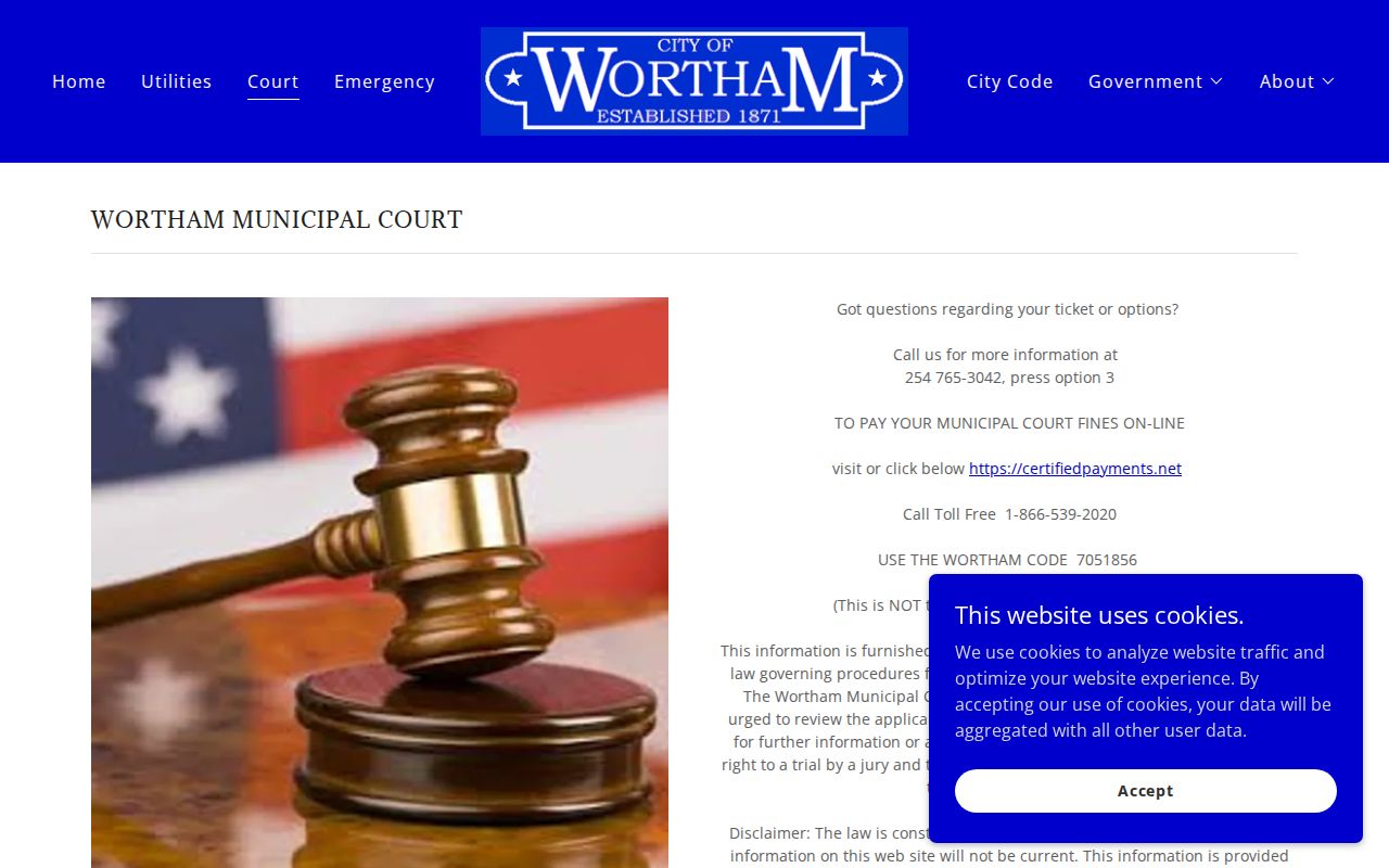 Wortham court docket official municipal court page