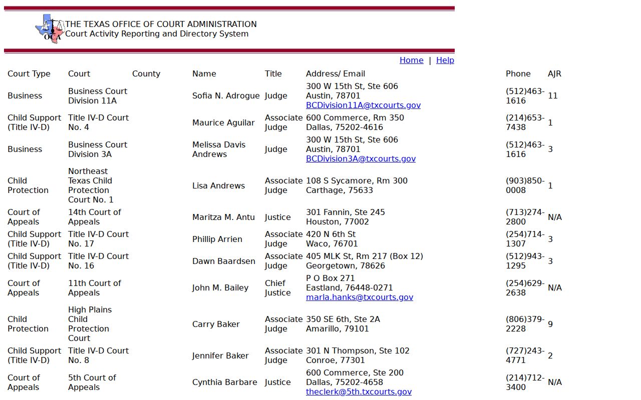 Teague court docket municipal directory listing
